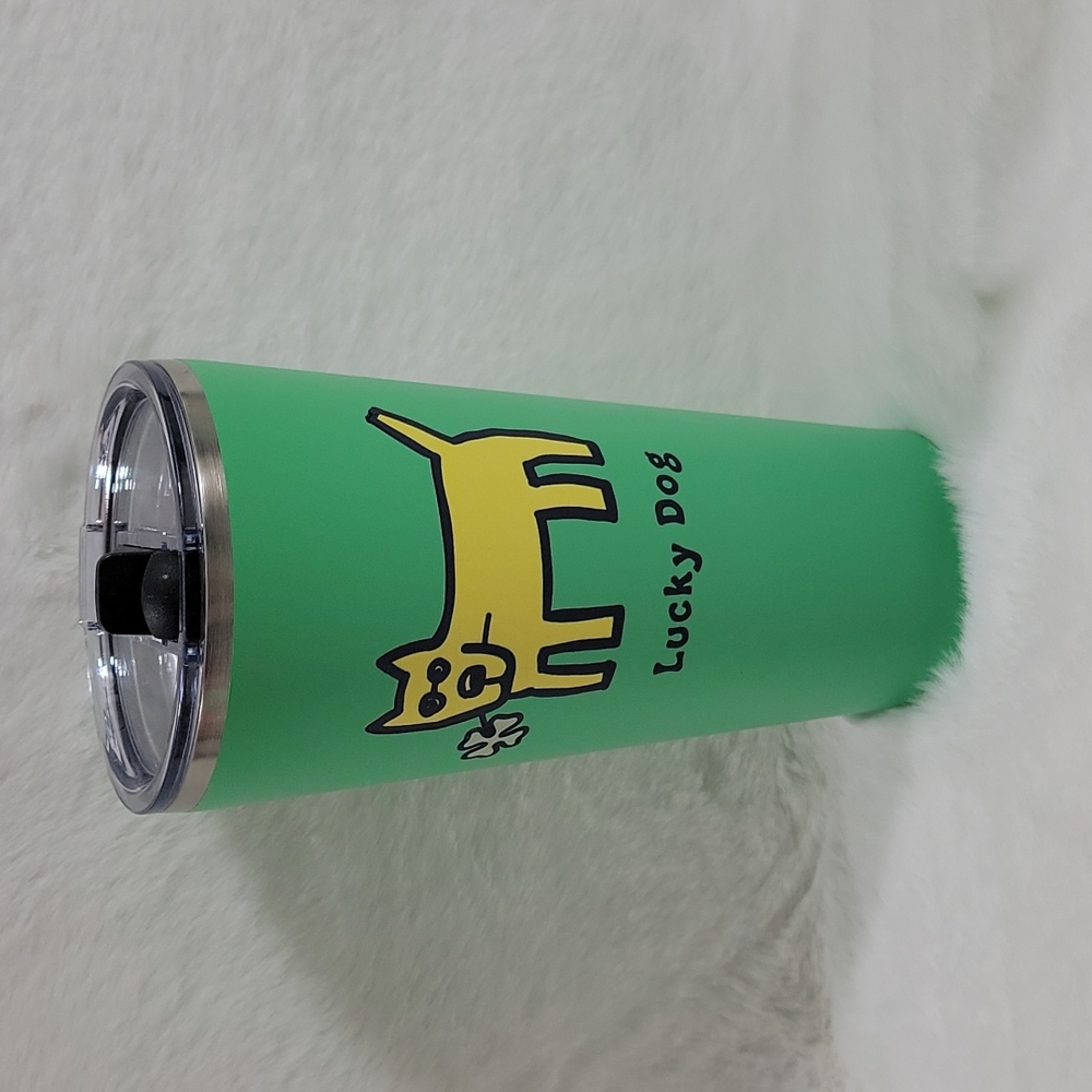 Life Is Good St Patrick's Day Lucky Dog Stainless Steel Tumbler 25 oz